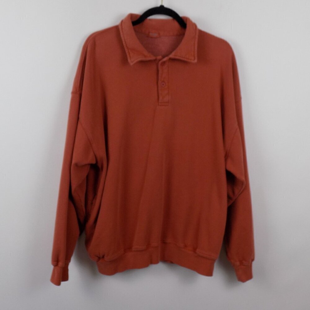 John Galt Sweatshirt Size XL Orange Collard Pullover